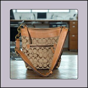 Coach Signature C Print Satchel – Classic Brown & Tan with Gold Hardware